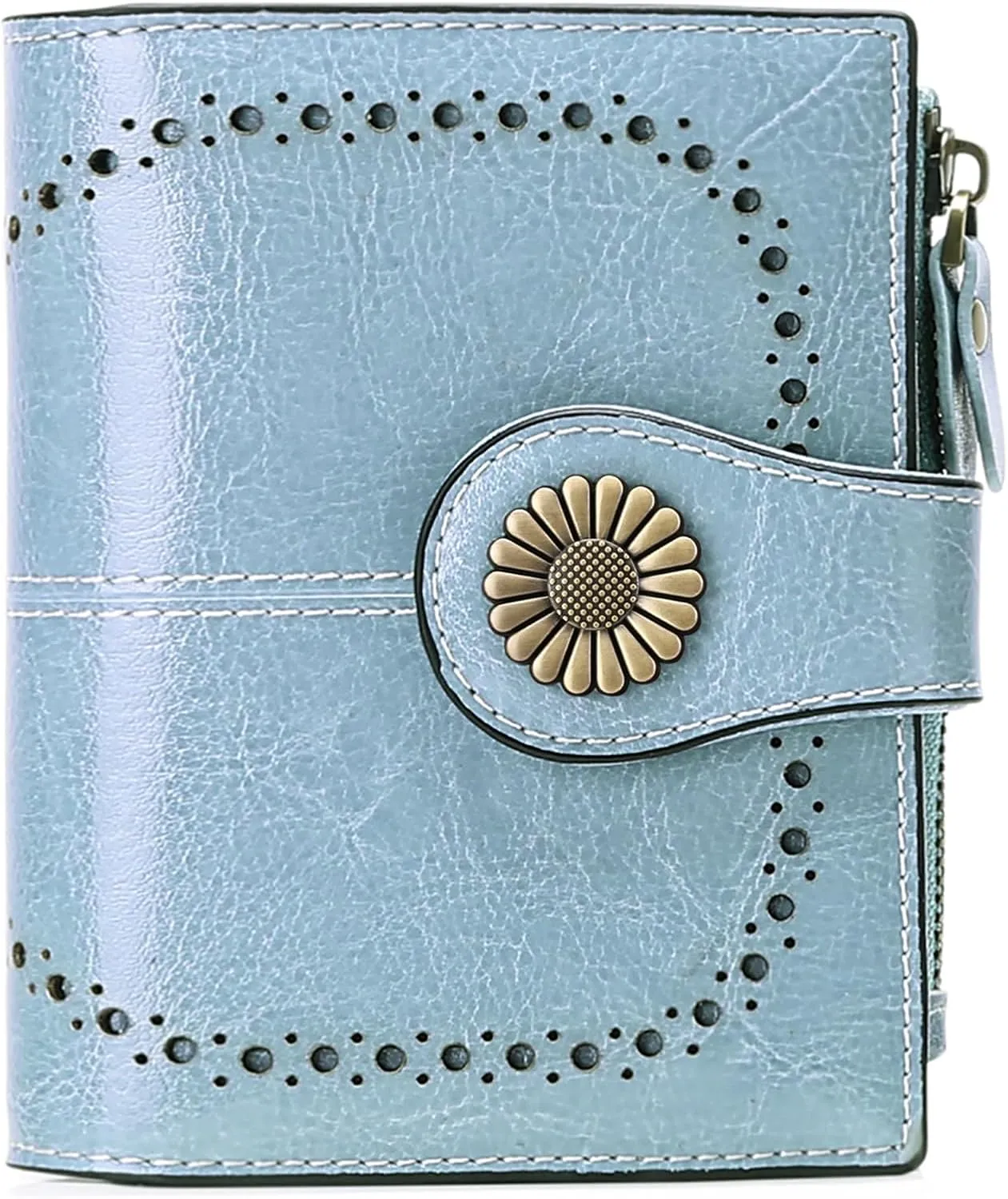 SENDEFN Small Womens Wallet Leather Bifold Card Holder RFID Blocking with Zipper Coin Pocket