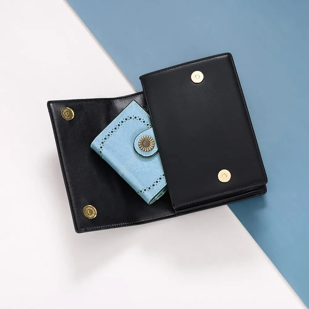 SENDEFN Small Womens Wallet Leather Bifold Card Holder RFID Blocking with Zipper Coin Pocket