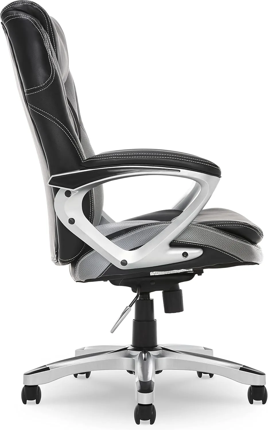 Serta Amplify Executive Office Chair with Padded Arms, Adjustable Ergonomic Gaming Desk Chair with Lumbar Support, Faux Leather and Mesh, Gray