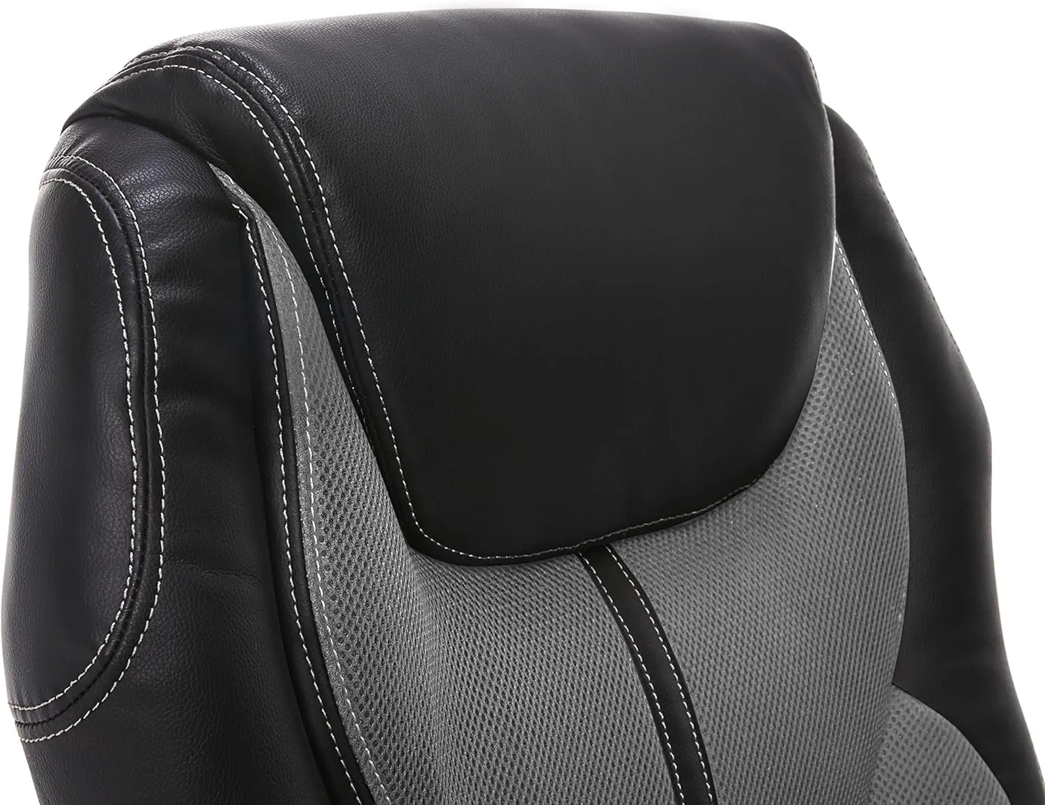 Serta Amplify Executive Office Chair with Padded Arms, Adjustable Ergonomic Gaming Desk Chair with Lumbar Support, Faux Leather and Mesh, Gray