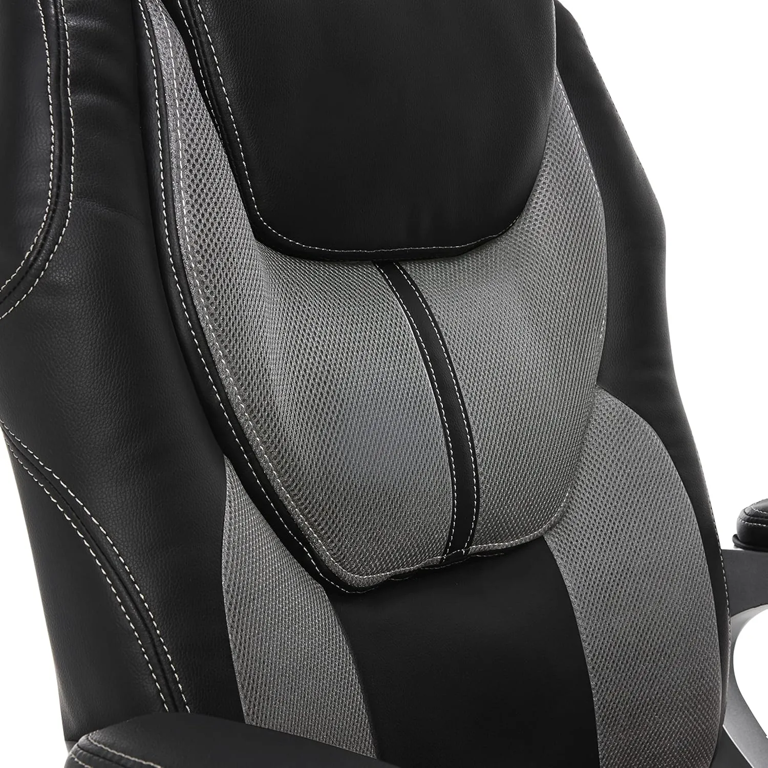 Serta Amplify Executive Office Chair with Padded Arms, Adjustable Ergonomic Gaming Desk Chair with Lumbar Support, Faux Leather and Mesh, Gray