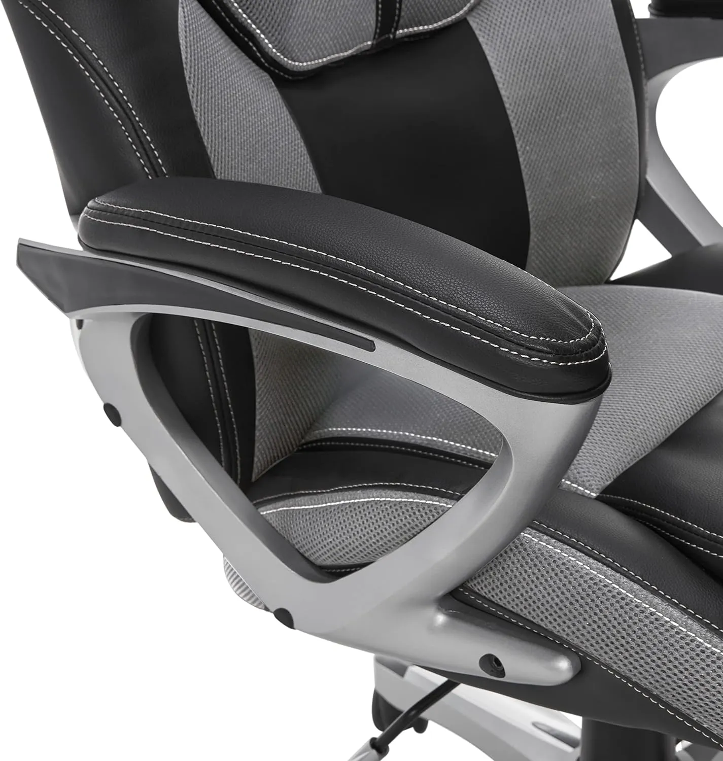 Serta Amplify Executive Office Chair with Padded Arms, Adjustable Ergonomic Gaming Desk Chair with Lumbar Support, Faux Leather and Mesh, Gray