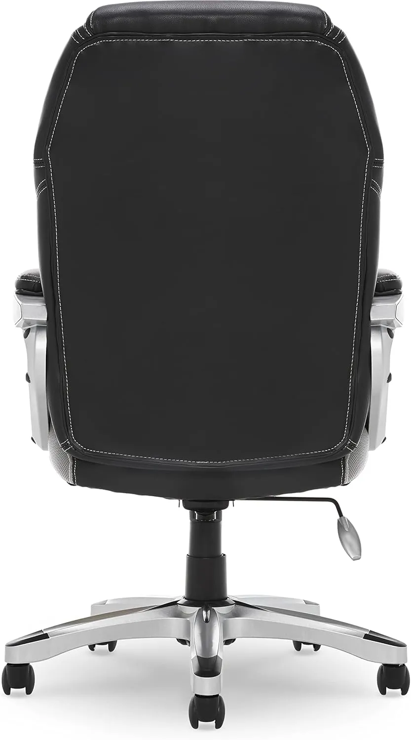 Serta Amplify Executive Office Chair with Padded Arms, Adjustable Ergonomic Gaming Desk Chair with Lumbar Support, Faux Leather and Mesh, Gray