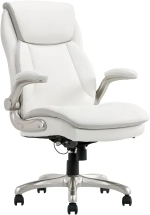 Serta Smart Layers Brinkley Ergonomic Bonded Leather High-Back Executive Chair, (White)