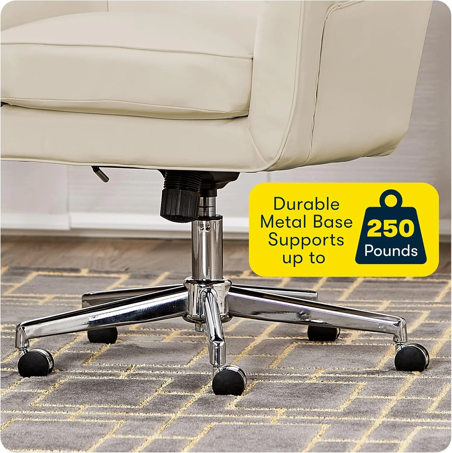Serta Style Ashland Home Office Chair, Sweet Cream Bonded Leather