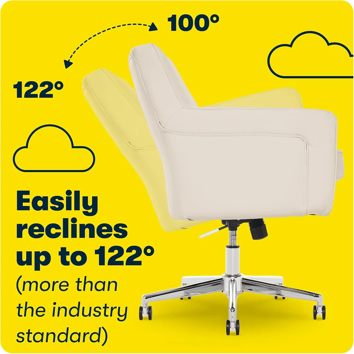 Serta Style Ashland Home Office Chair, Sweet Cream Bonded Leather