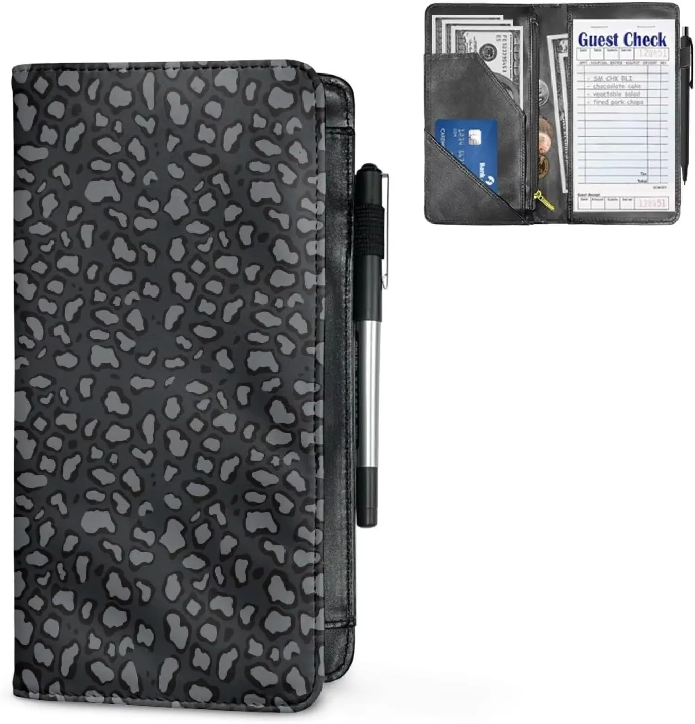 Server Books for Waitress with Zipper Pockets, Cute Serving Book Restaurants Guest Check Book Fits Server Aprons