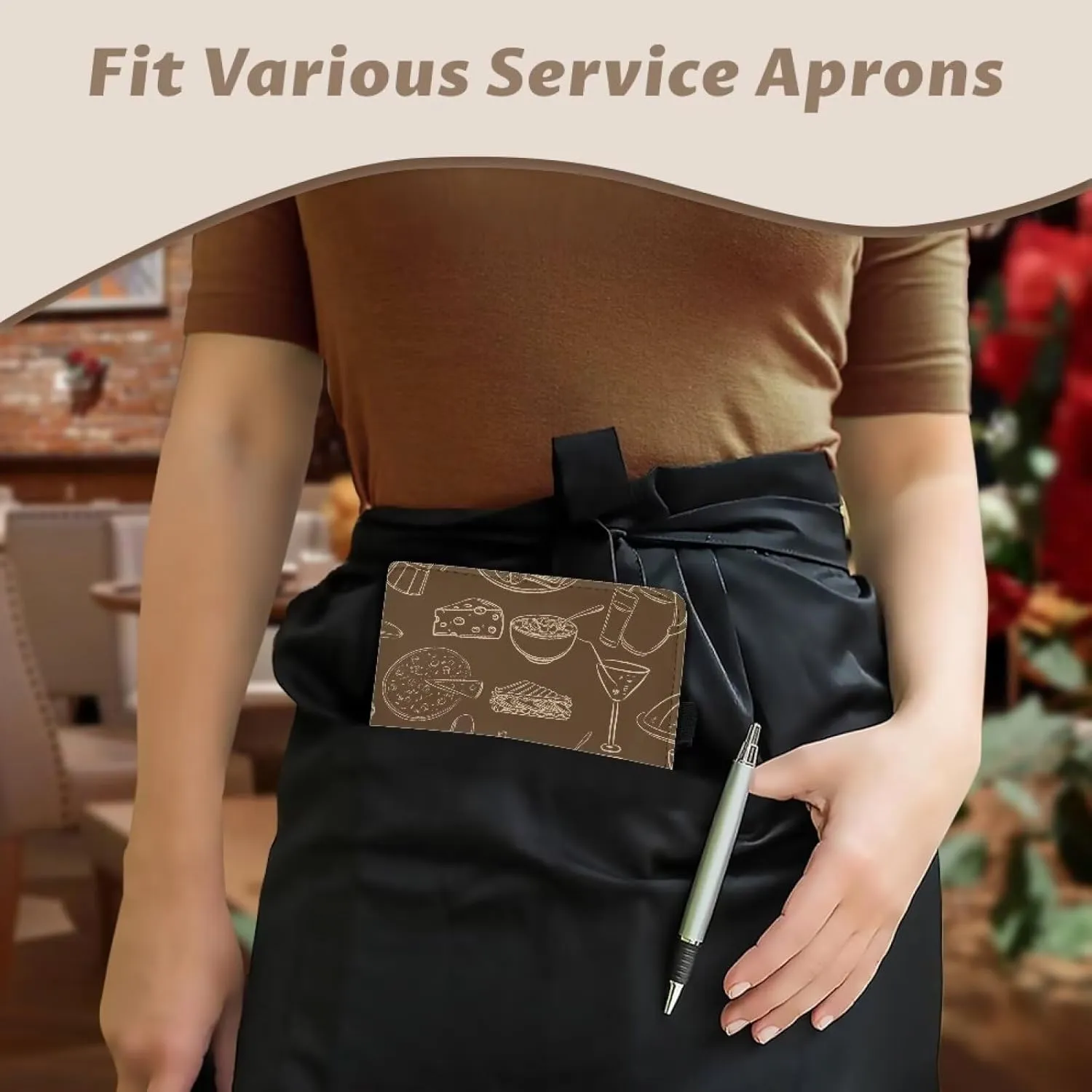 Server Books for Waitress with Zipper Pockets, Cute Serving Book Restaurants Guest Check Book Fits Server Aprons