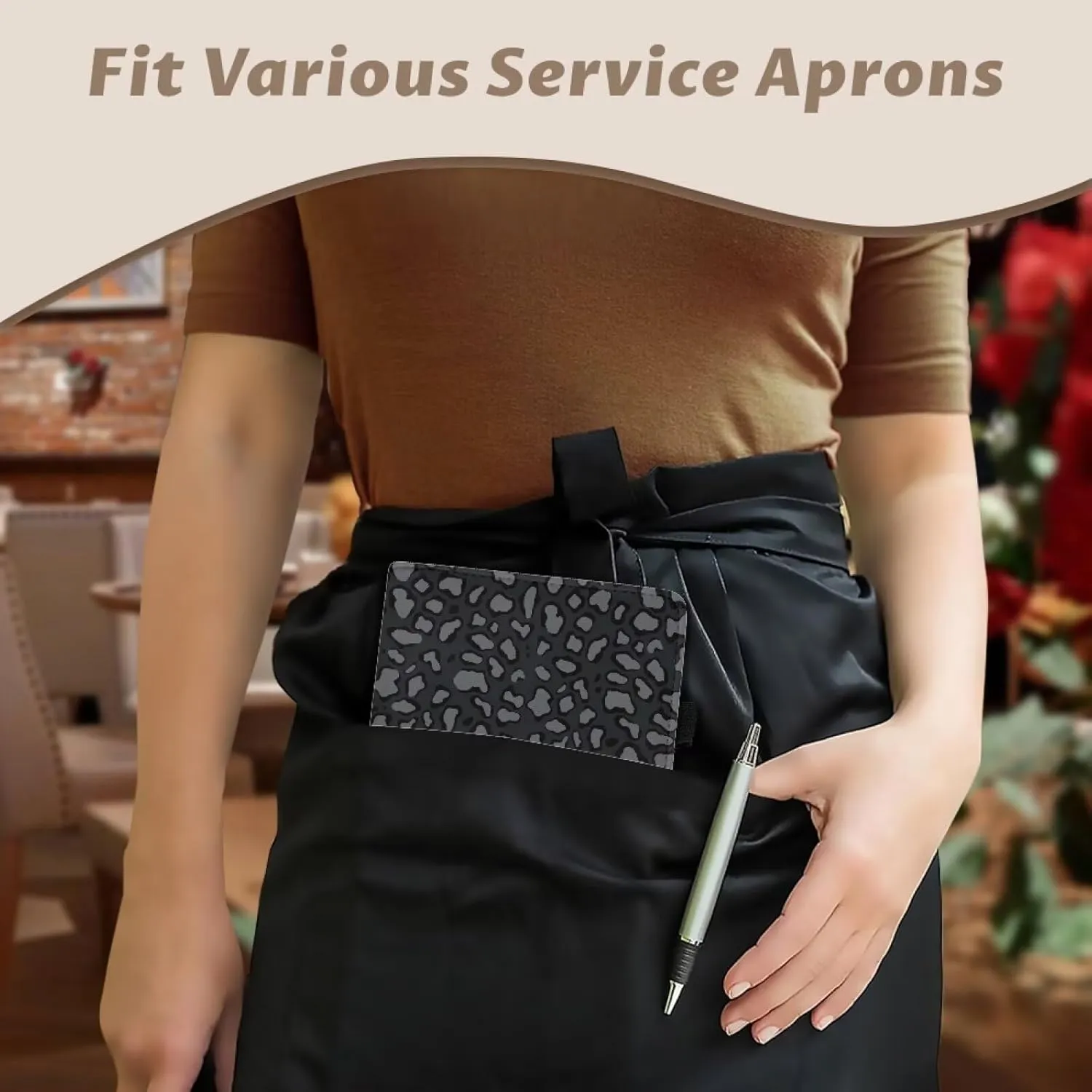 Server Books for Waitress with Zipper Pockets, Cute Serving Book Restaurants Guest Check Book Fits Server Aprons