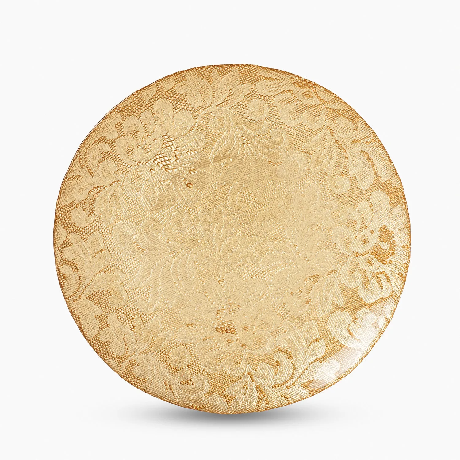Set of 2 Gold Floral Textured Dinner Plates