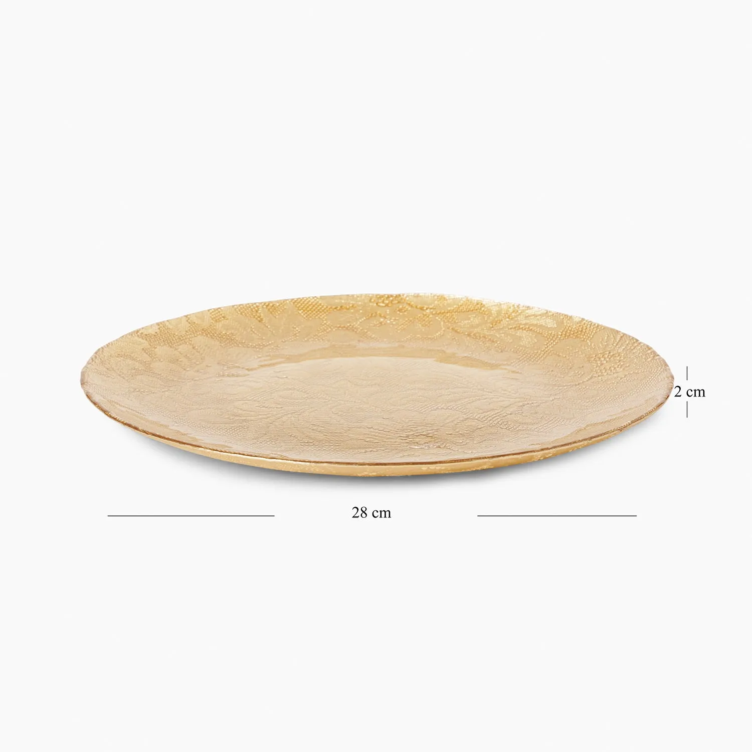 Set of 2 Gold Floral Textured Dinner Plates