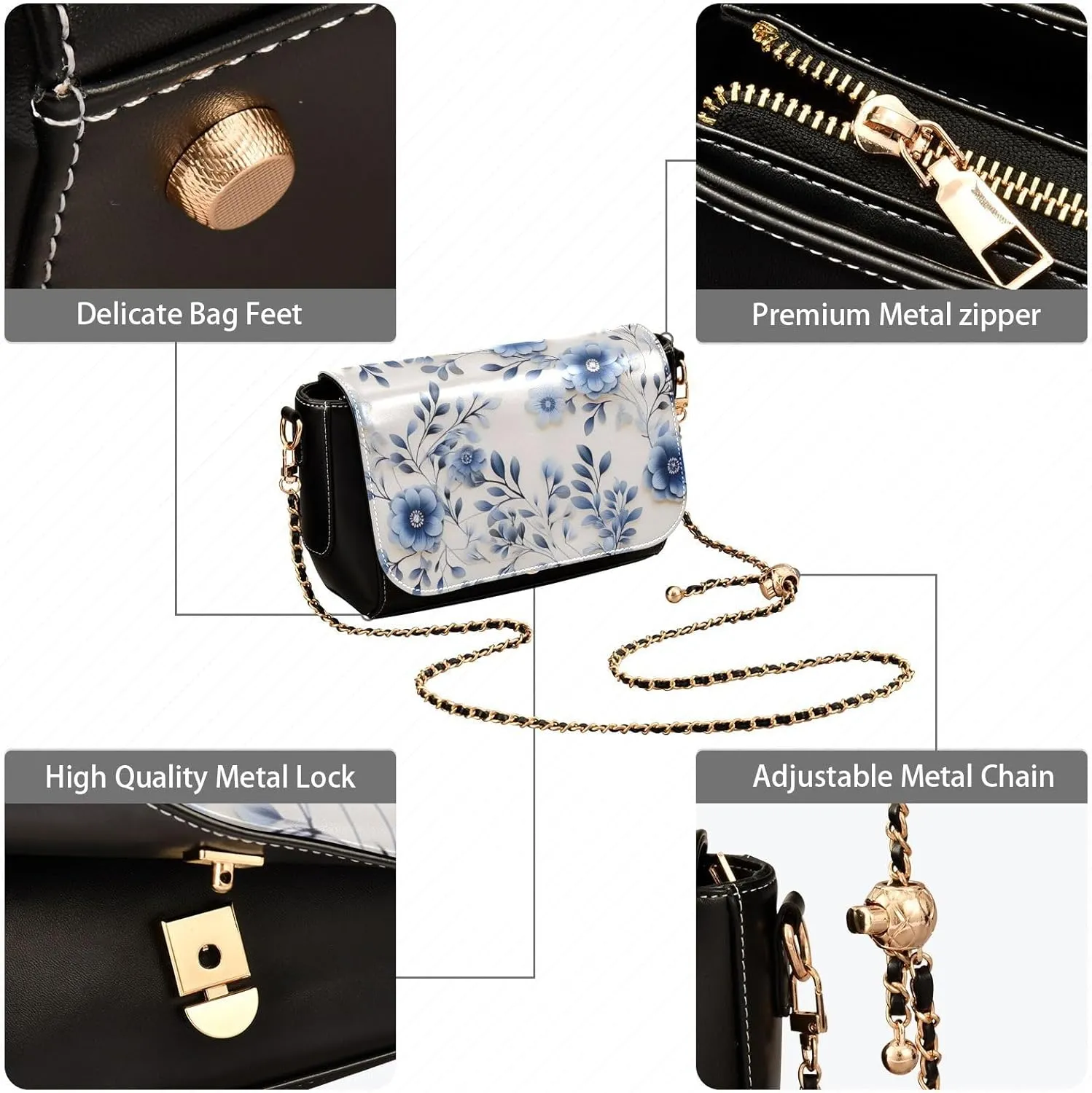 Shamrocks Clover and Bottle Women Leather Crossbody Bag, Leather Crossbody Bags, Crossbody Bags for Women Medium