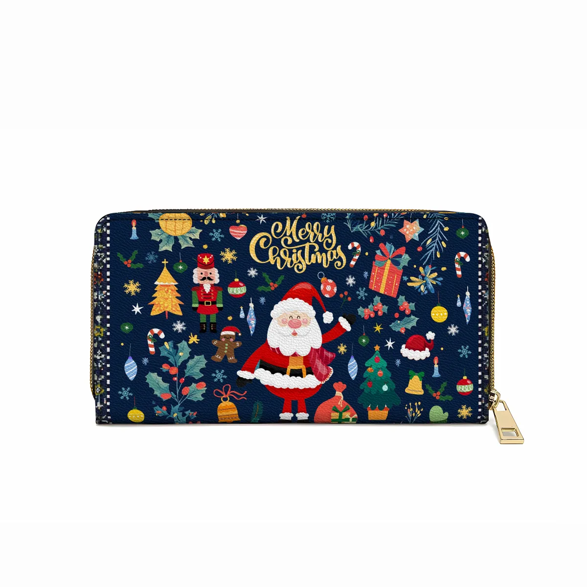 Shineful Leather Clutch Purse With Wristlet Strap Handle Christmas Festive Cheer