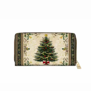 Shineful Leather Clutch Purse With Wristlet Strap Handle Classic Christmas Tree