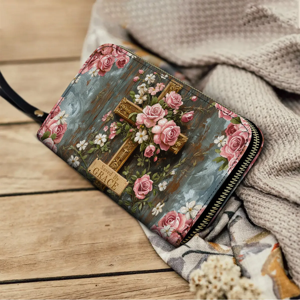 Shineful Leather Clutch Purse With Wristlet Strap Handle Saved The Grace
