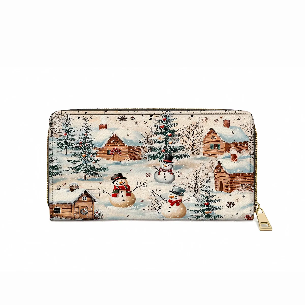 Shineful Leather Clutch Purse With Wristlet Strap Handle Snow Melody