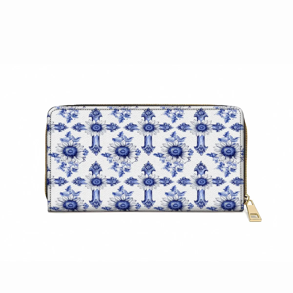 Shineful Leather Clutch Purse With Wristlet Strap Handle Sunflower Blooming With Grace