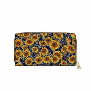 Shineful Leather Clutch Purse With Wristlet Strap Handle Sunflower Gorgeous Flower