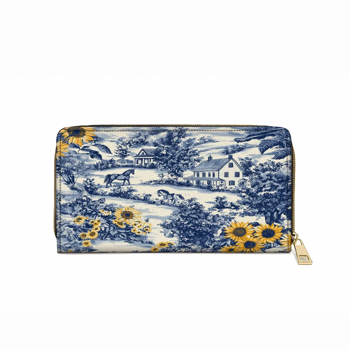 Shineful Leather Clutch Purse With Wristlet Strap Handle Texas Sunflower Heritage