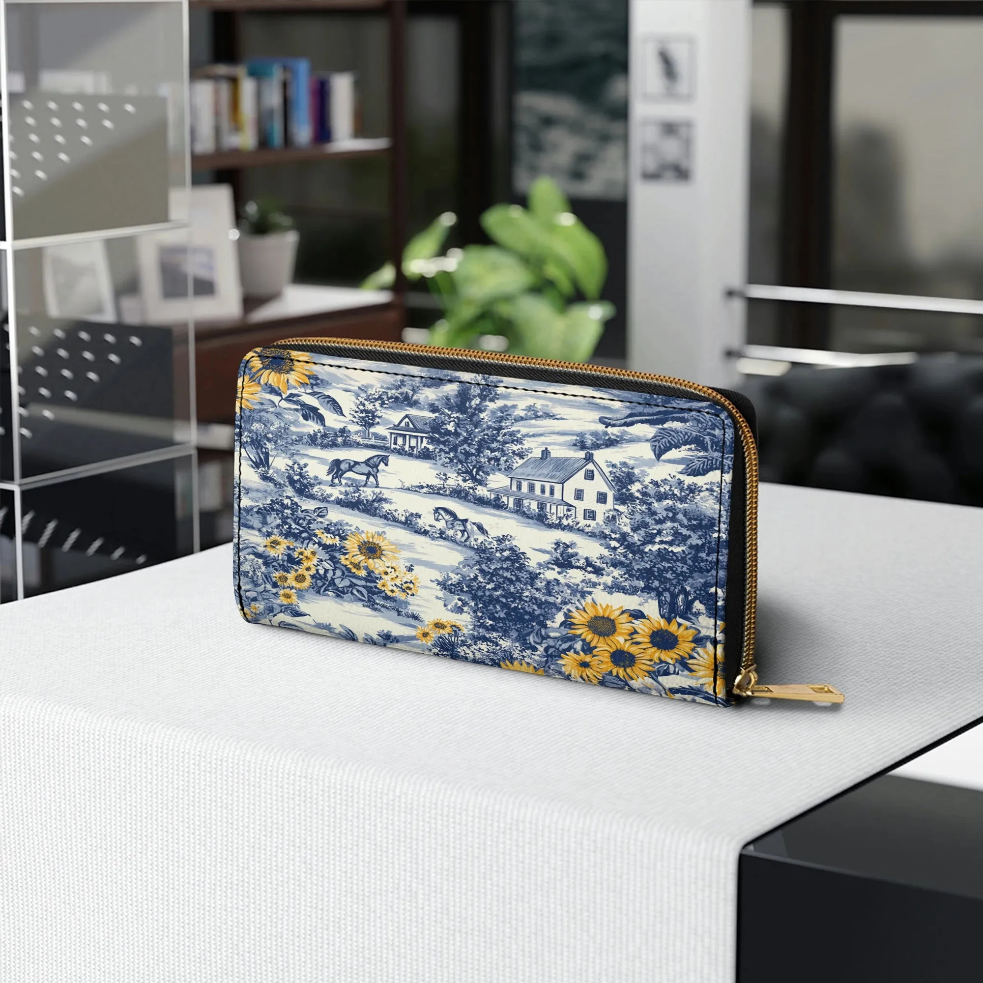 Shineful Leather Clutch Purse With Wristlet Strap Handle Texas Sunflower Heritage