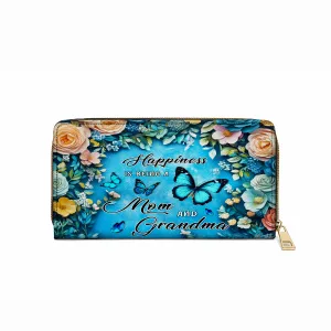 Shineful Leather Clutch Purse With Wristlet Strap Handle Wings of Love