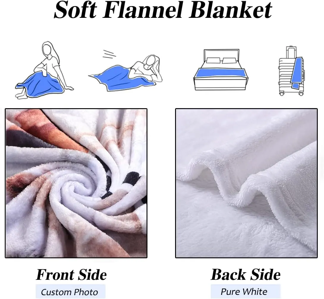 ShineSand Custom Blanket with Photo, Picture Blanket Personalized with Name Text,Customized Funny Blanket,Fleece Throw Blanket for Bed Couch Travel