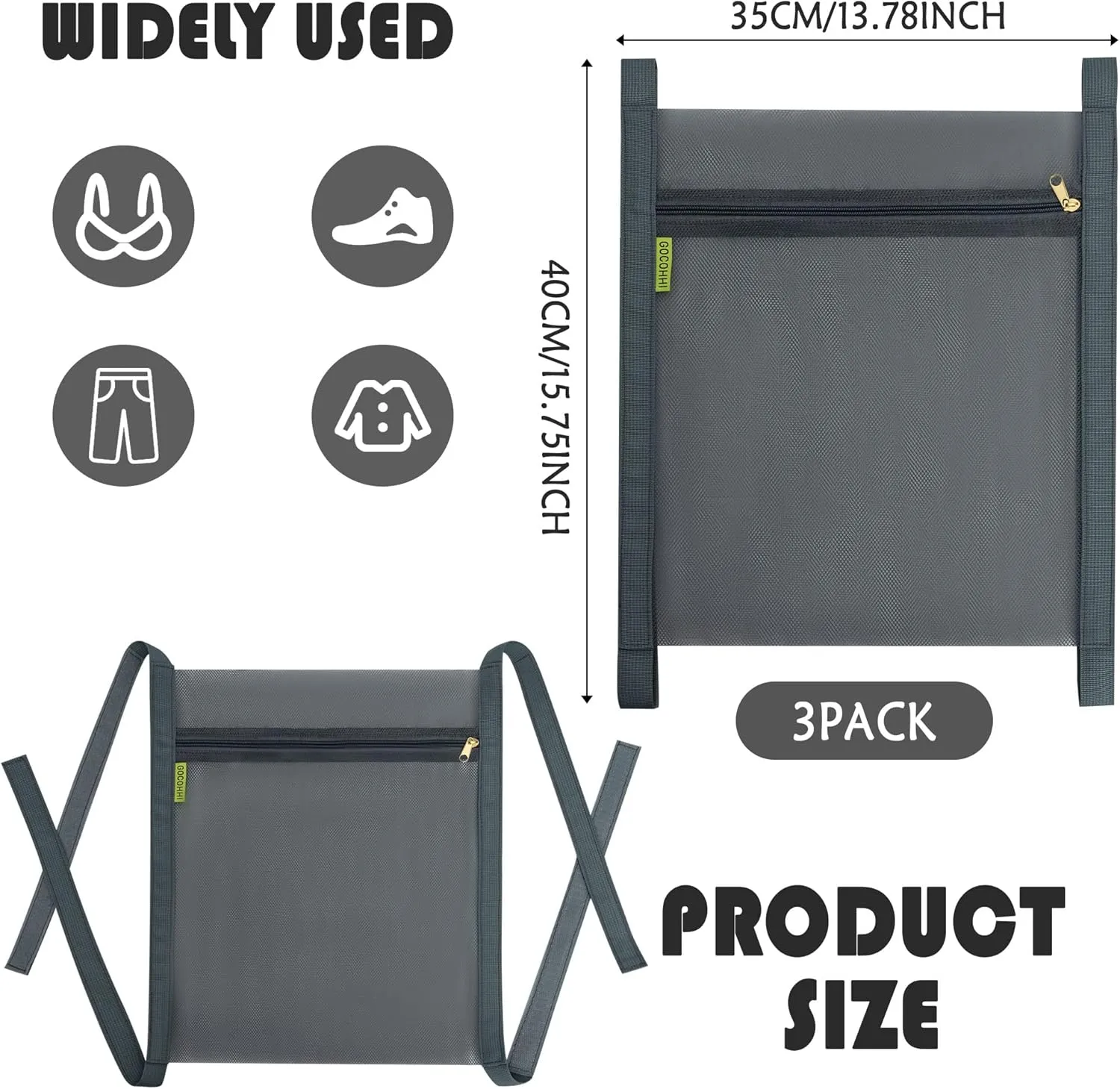 Shoe Dryer Bag, Sneaker Dry Net Bag for Dryer, HoneyComber Mesh Bags with Zipper and Strap for Shoes, Laundry Reused Bag Tool, 15.7x13.8 Inches (2Pcs Grey)