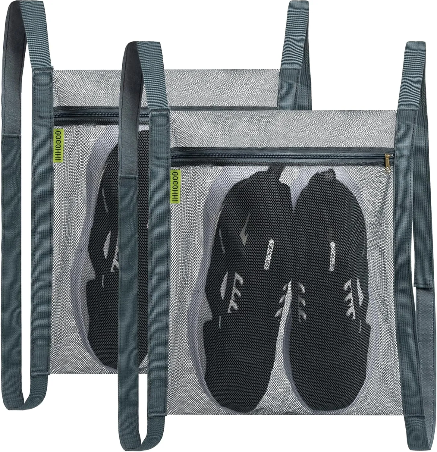 Shoe Dryer Bag, Sneaker Dry Net Bag for Dryer, HoneyComber Mesh Bags with Zipper and Strap for Shoes, Laundry Reused Bag Tool, 15.7x13.8 Inches (2Pcs Grey)