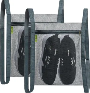 Shoe Dryer Bag, Sneaker Dry Net Bag for Dryer, HoneyComber Mesh Bags with Zipper and Strap for Shoes, Laundry Reused Bag Tool, 15.7x13.8 Inches (2Pcs Grey)