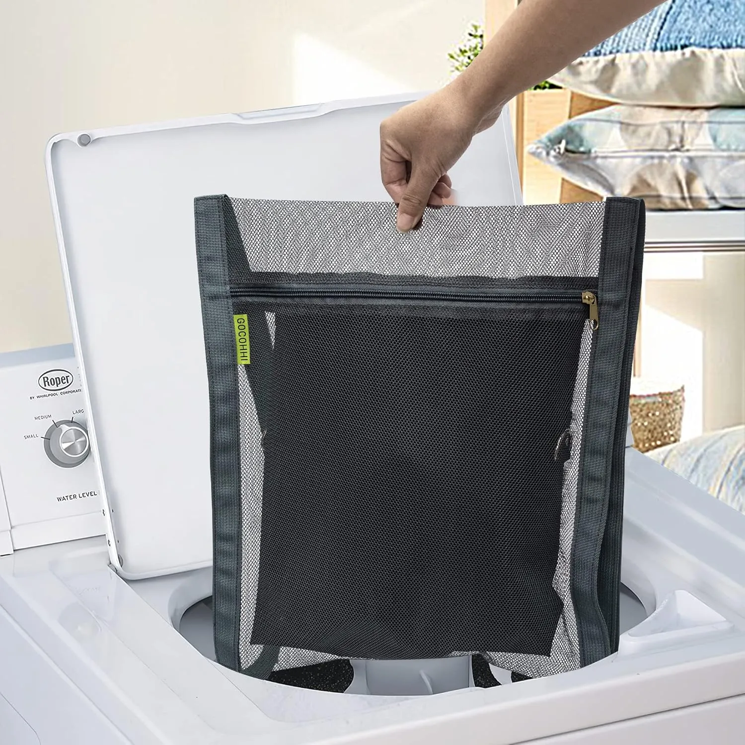 Shoe Dryer Bag, Sneaker Dry Net Bag for Dryer, HoneyComber Mesh Bags with Zipper and Strap for Shoes, Laundry Reused Bag Tool, 15.7x13.8 Inches (2Pcs Grey)