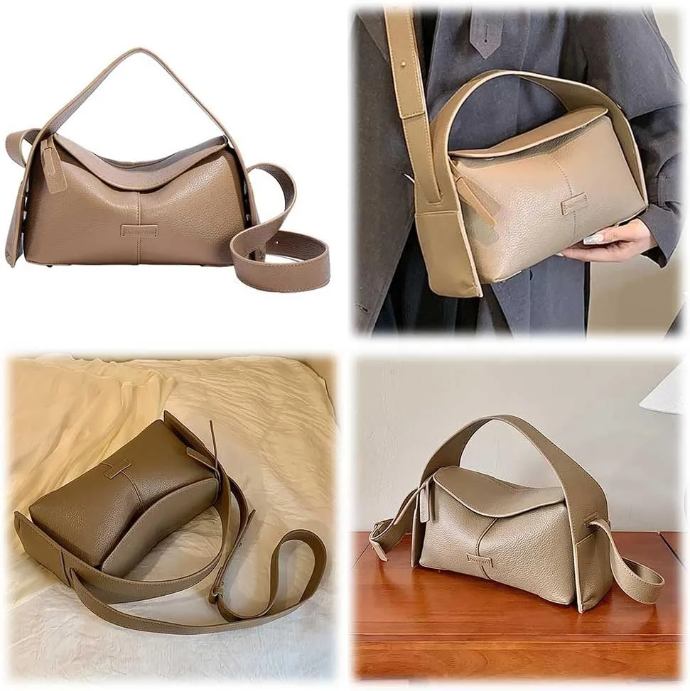 Shoulder Bags for Women PU Leather Horizontal Niche Crossbody Bag Large Capacity Women Leisure Bag Solid Color Commu