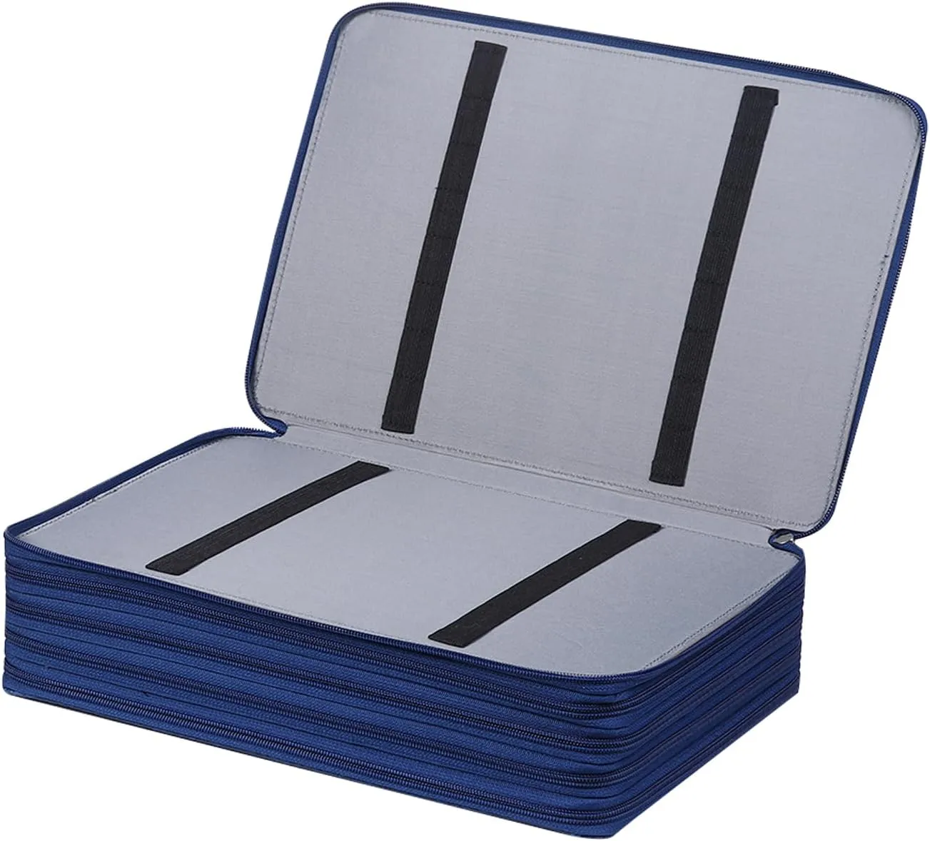 Shulaner Pencil Case Slot Holds 500 Colored Pencils or 340 Color Gel Pens with Zipper Closure Large Capacity PU Leather Pen Organizer Bag with Shoulder Strap (Blue Croco, Large Slots)