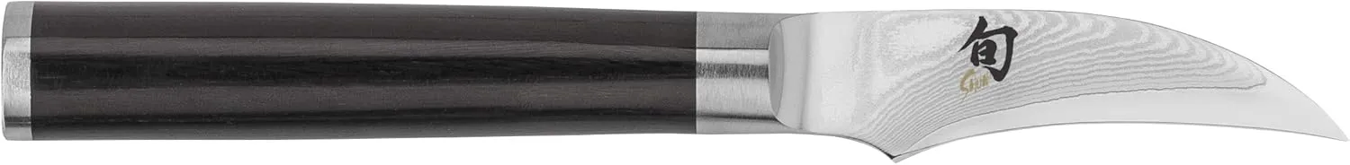 Shun Classic 2.5" Bird’s Beak Knife, Handcrafted Japanese Vegetable & Fruit Knife, VG-MAX Core with Damascus Stainless Steel Cladding, Pakkawood Handle, Small Tool for Intricate, Decorative Designs