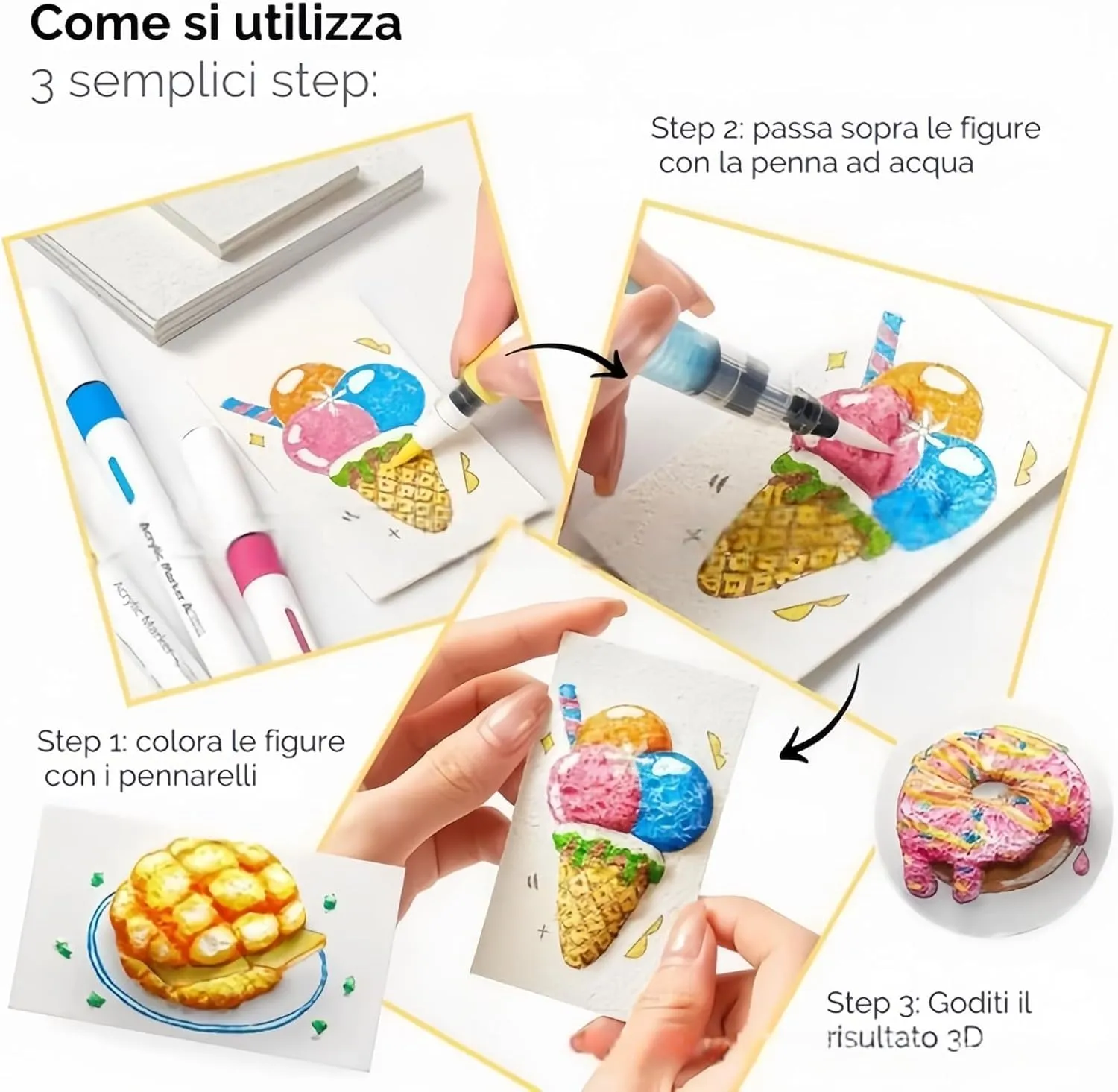 SICHYBGB Magic Foam Texture Painting Kit,3D Drawing Magic Canvas Sponge,DIY Bubble Drawing Pens Art Supplies,Puffy Popcorn Drawing Texture Painting Kit,10Pcs Puffy Paint Paper (Round)