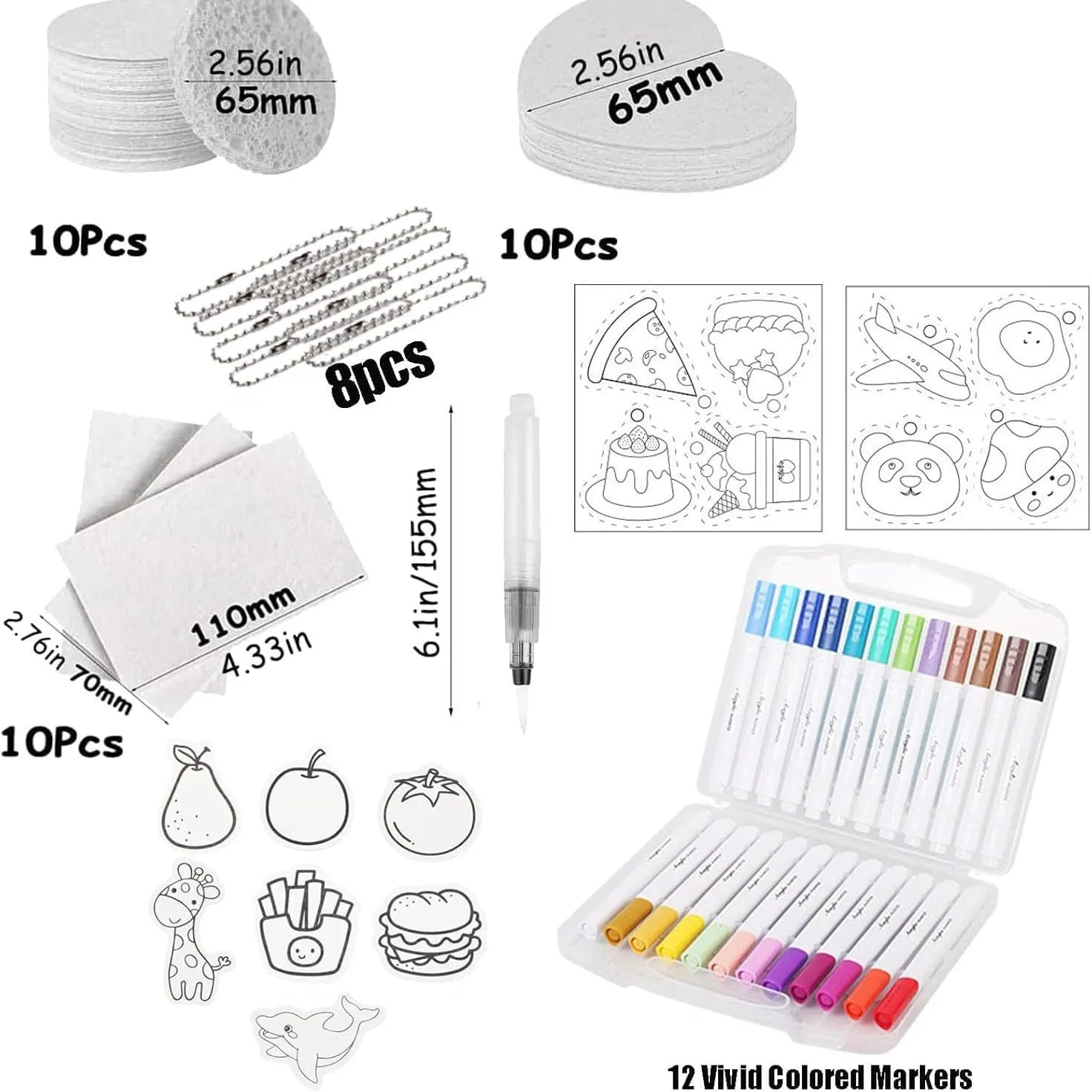 SICHYBGB Magic Foam Texture Painting Kit,3D Drawing Magic Canvas Sponge,DIY Bubble Drawing Pens Art Supplies,Puffy Popcorn Drawing Texture Painting Kit,10Pcs Puffy Paint Paper (Round)