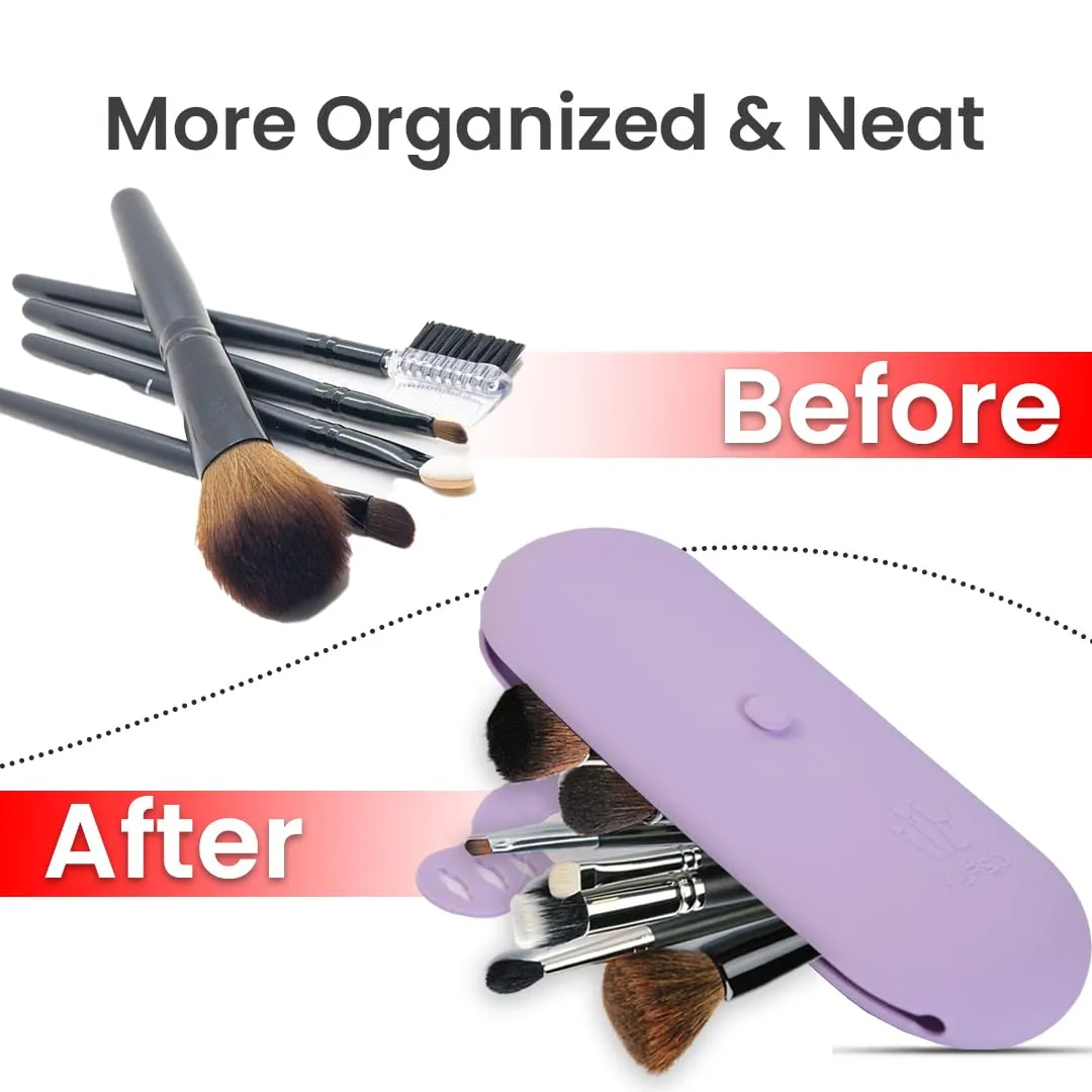 Silicone Makeup Brush Holder Travel Case - Compact and Versatile Makeup Brush Travel Case - Durable and Easy to Clean - Stylish Solution for Makeup Brush Storage
