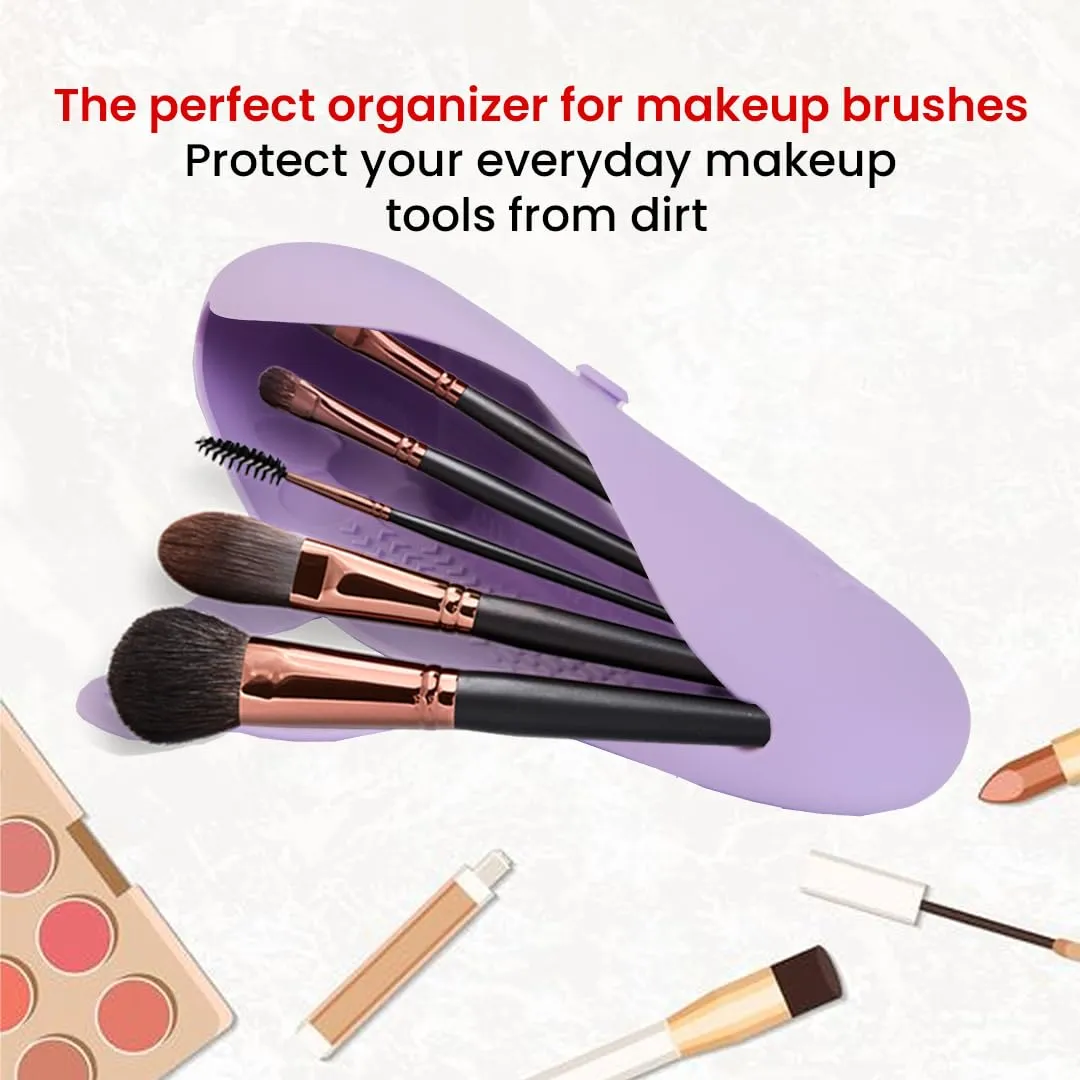 Silicone Makeup Brush Holder Travel Case - Compact and Versatile Makeup Brush Travel Case - Durable and Easy to Clean - Stylish Solution for Makeup Brush Storage