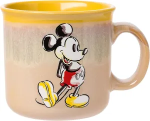 Silver Buffalo Disney Classic Vintage Mickey Mouse Sketch Watercolor Reactive Glaze Ceramic Camper Mug, 20 Ounces