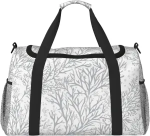 Silver Grey Seaweed Travel Duffel Bag Tote Bag Sports Gym Bag For Women And Men