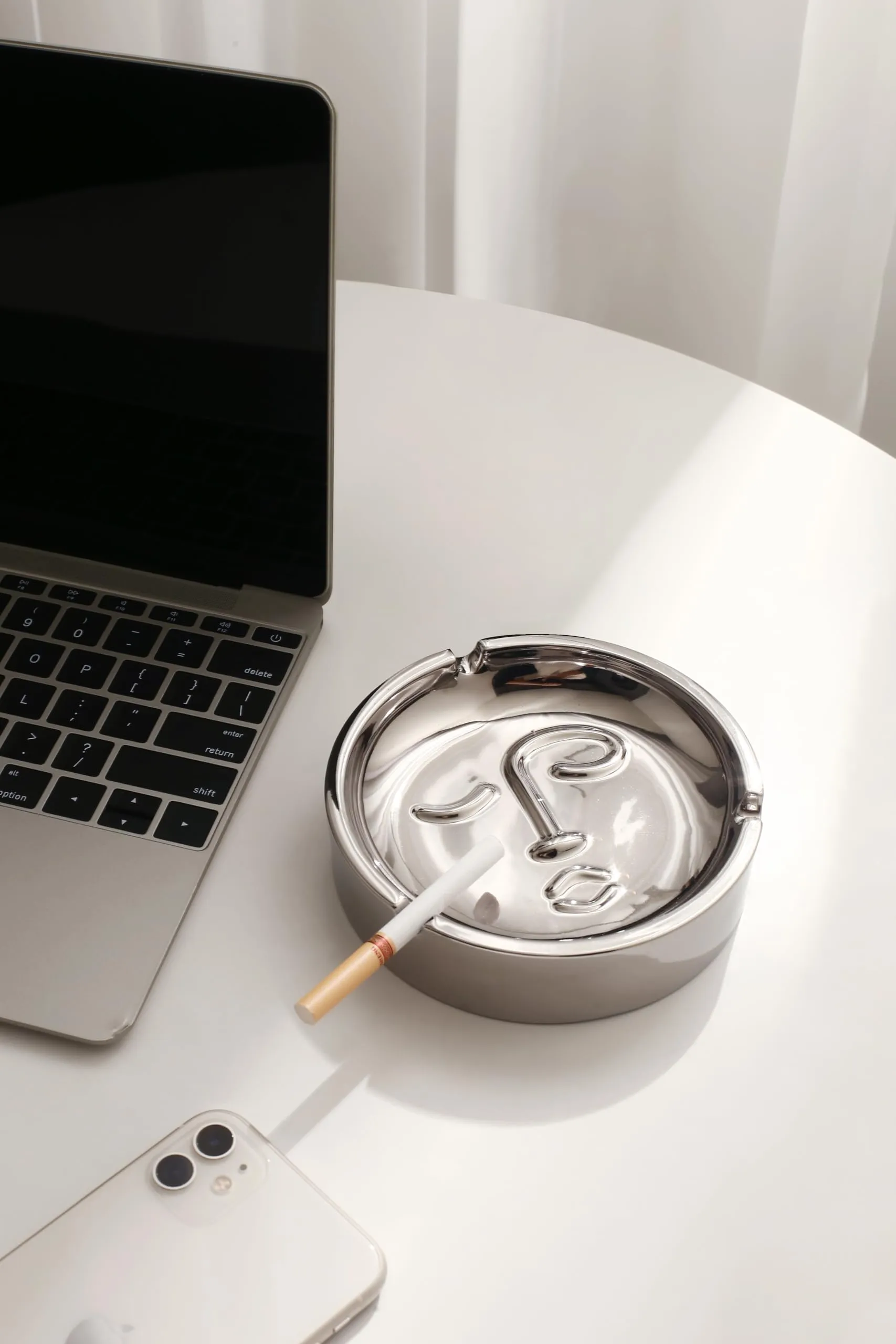 Silver Martini Face Style Stainless Steel Ashtray (Silver-3)