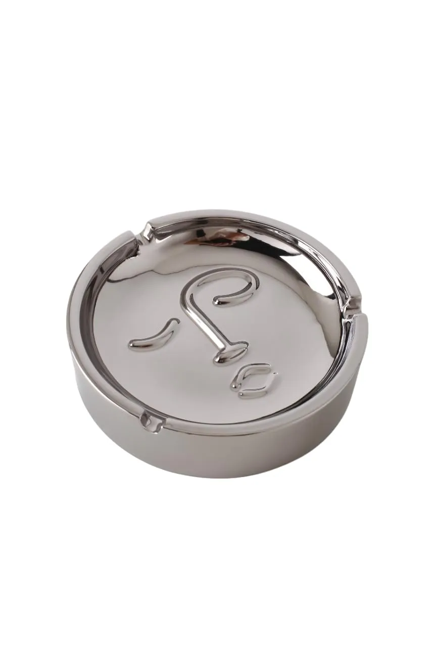 Silver Martini Face Style Stainless Steel Ashtray (Silver-3)