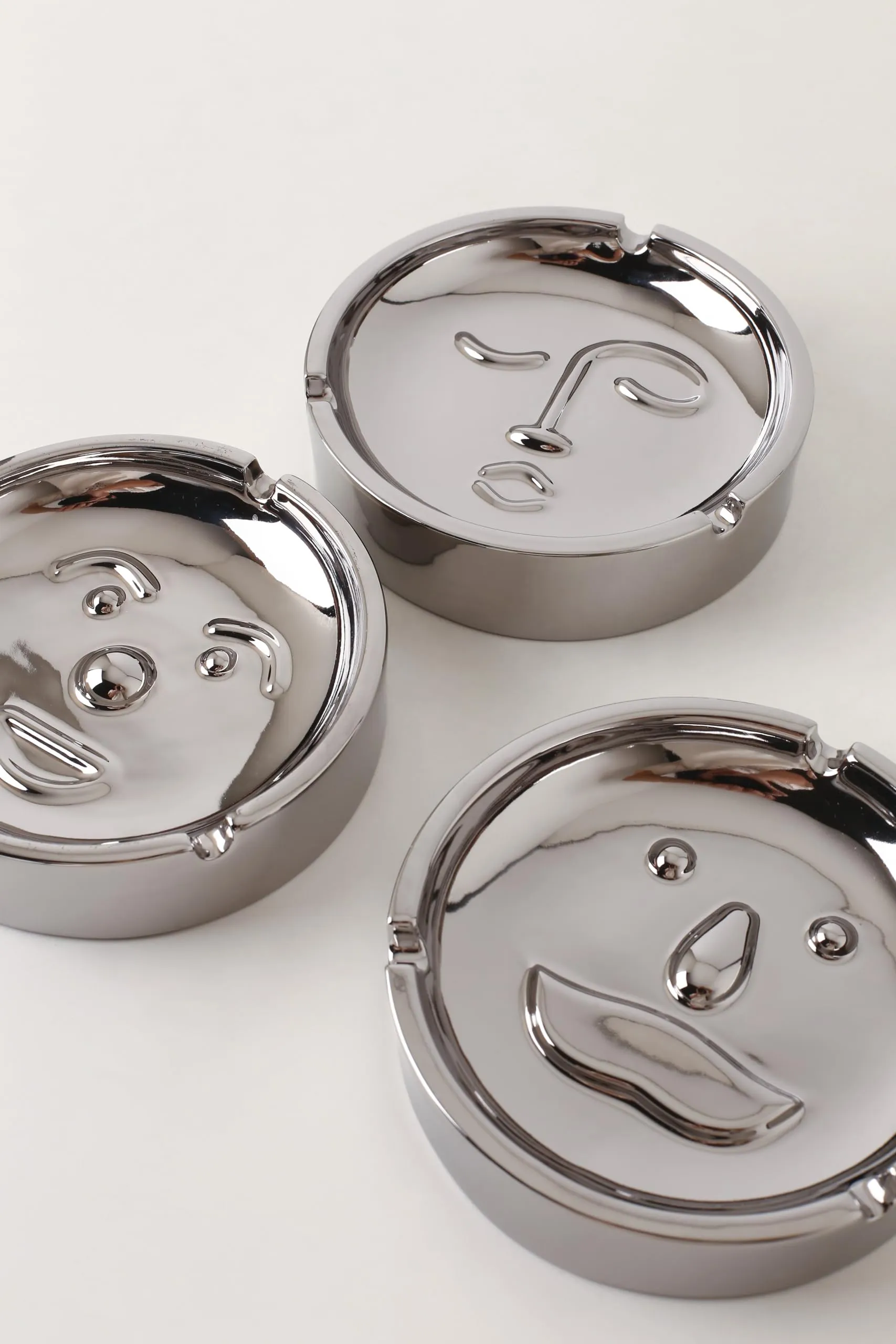 Silver Martini Face Style Stainless Steel Ashtray (Silver-3)