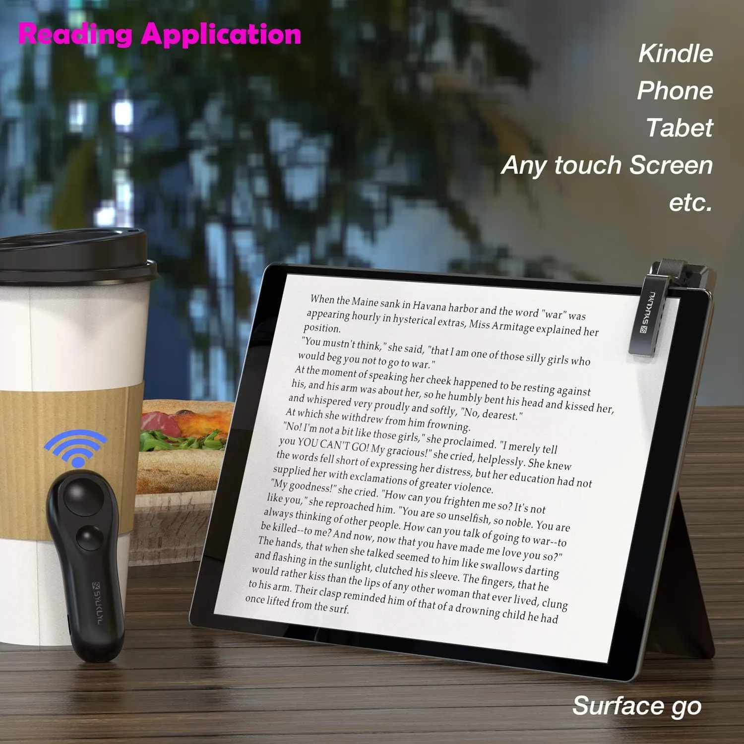SK SYUKUYU RF Remote Control Page Turner for Kindle Reading Ipad Surface Comics, iPhone Android Tablets Reading Novels Taking Photos(Black)