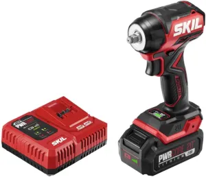 SKIL PWR CORE 20 Brushless 20V 3/8 in. Compact Impact Wrench Kit with 3-Speed & Halo Light Includes 2.0Ah Battery and PWR Jump Charger - IW6739B-10