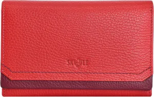 SKYLE Soft Leather Wallet for Women Stylish (Red), RFID Protected Ladies Purse Handbag, Phone Wallet, Durable Hand Carry Evening Clutch for Girls