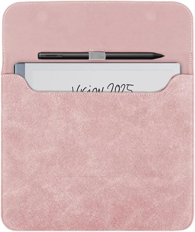 Sleeve Bag Suede Leather for 10.3" Remarkable 2 Paper Tablet (2020 Release), Portable Water Repellent Protective Case with Pen Loop and Magnetic Closure (Pink)