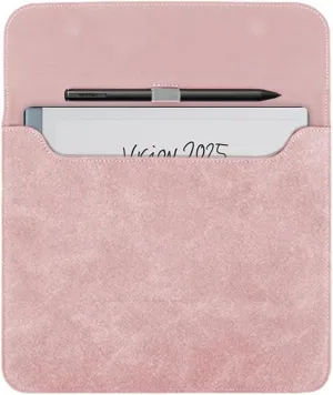 Sleeve Bag Suede Leather for 11.8" Remarkable Paper Pro Color Paper Tablet (2024 Release), Portable Water Repellent Protective Case with Pen Loop and Magnetic Closure (Pink)