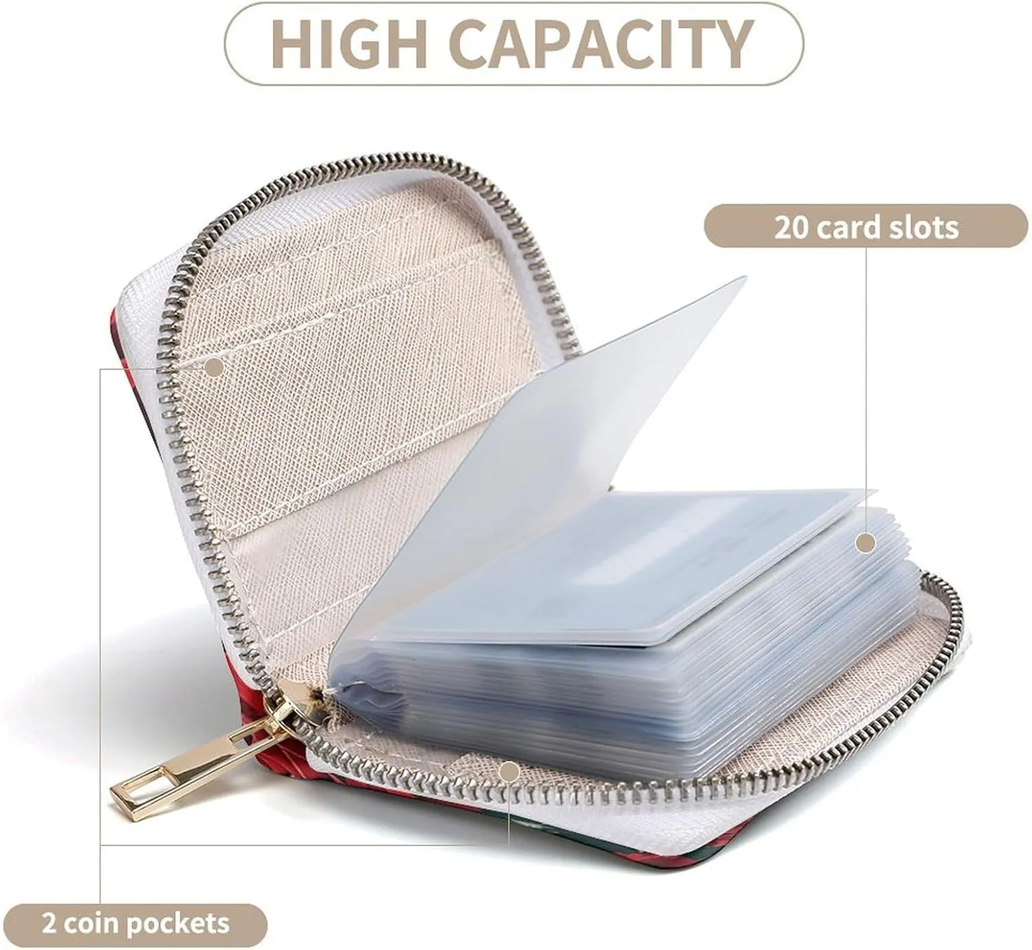 Slim Credit Card Holder Minimalist Red Rose Romantic Printing Leather Card Bag Compact Card Organizer For Daily Use