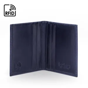 Slim Leather Credit Card Wallet With RFID Protection - Navy