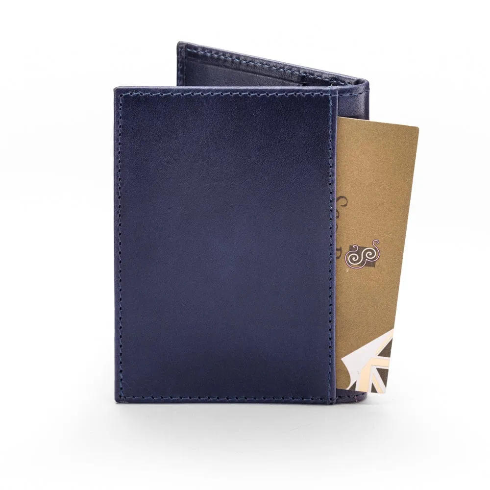 Slim Leather Credit Card Wallet With RFID Protection - Navy
